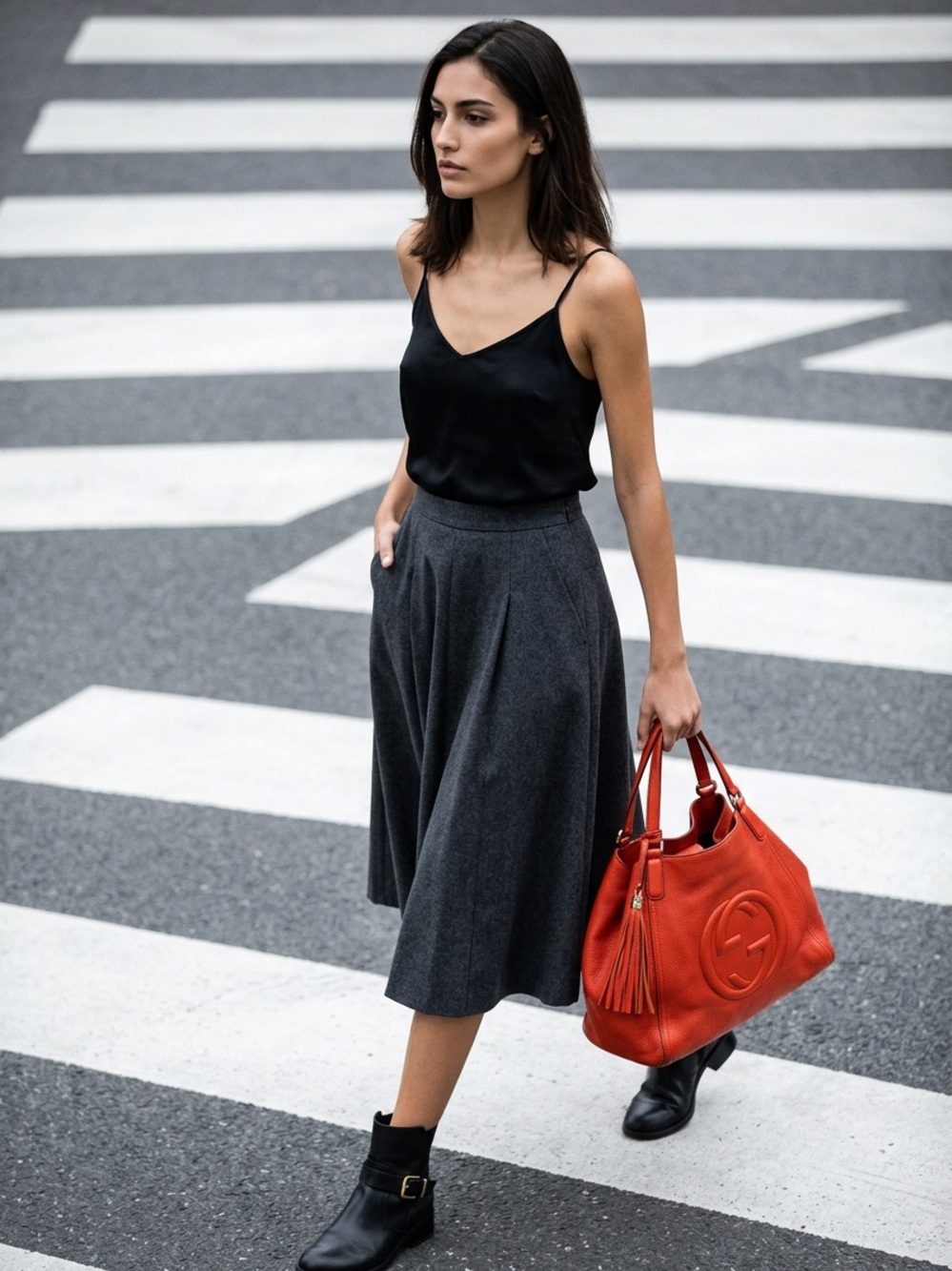 Gucci Red Leather Shoulder Bag